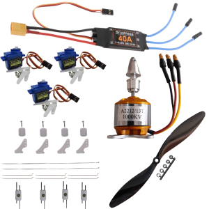 Kit Combo Elétrico Aeromodelo 3D Motor 22-12 1000kv Esc 40A 3 servos SG90 e Linkagem