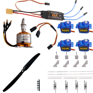 Combo Elétrico Aeromodelo Treinador Motor 2212 1400kv Esc 40 4 Servos linkagem e extenção Y