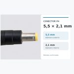 Cabo adaptador P4 5,5 x 2,1 mm para garras jacaré, 23 cm — Medida Conector P4 5p5x2p1