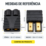 Medidas aproximadas dos conectores TRX macho e fêmea